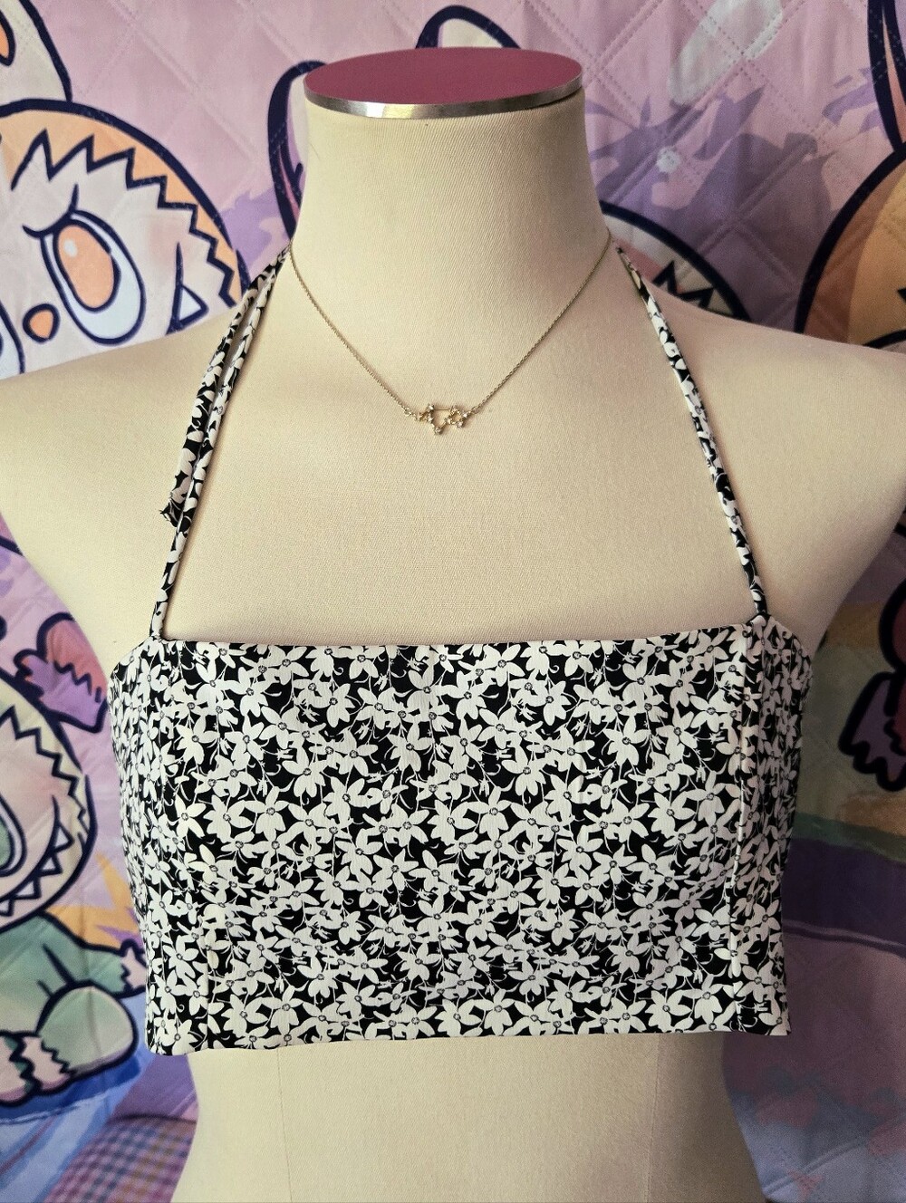 Sofia Richie Bandeau Halter Tie Top Bar III Floral Print L
